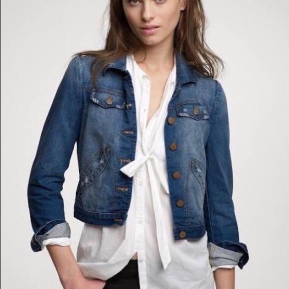 J crew cropped jeans jacket Bowery wash🤩